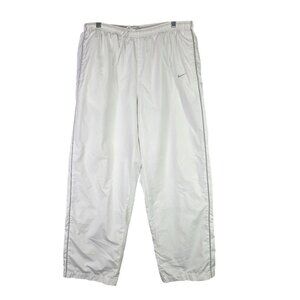 Mens Nike White Track Pants Side Zippers & Elastic Waistband Polyester Size XXL